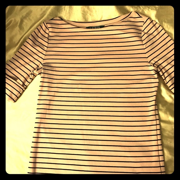 Ralph Lauren Cute Pink And Striped Black Top - Picture 1 of 3